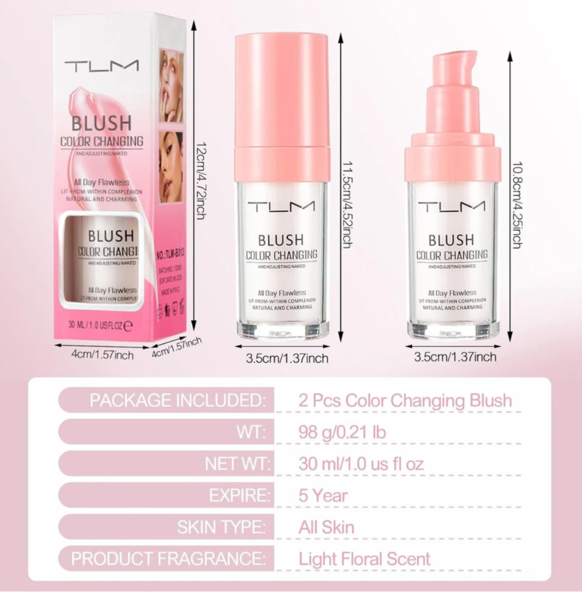 2-Piece TLM Colour Changing Blush – All-Day Flawless Liquid Blush