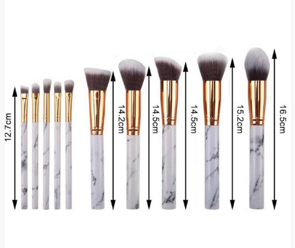 Premium 10-Piece Marble Makeup Brush Set – Rose Gold Handles