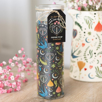 Midnight Bloom Print French Tulip Tube Candle