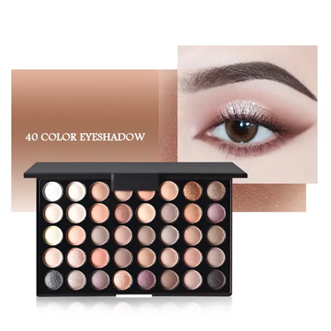 40-Colour Eyeshadow Palette 2-Piece Set – Matte & Pearlescent Earth Tone Makeup Palette