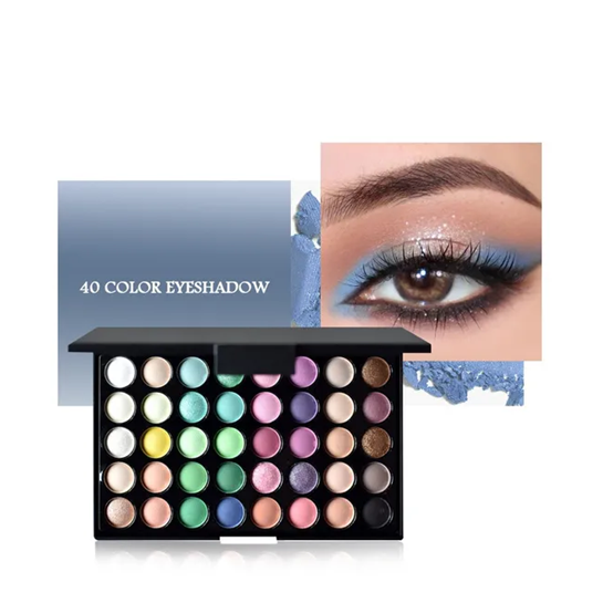 40-Colour Eyeshadow Palette 2-Piece Set – Matte & Pearlescent Earth Tone Makeup Palette