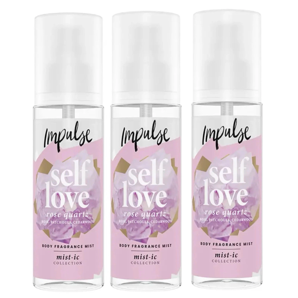 3 x 150ml Impulse Body Mist, Rose Quartz Inspired - Self Love